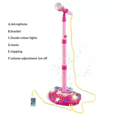 NEW Kids Electric Microphone Adjustable Stand Karaoke Machine Lights Girls Boys • £13.98