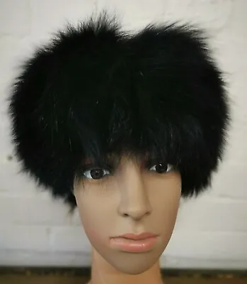 £15.95 • Buy Black Real Genuine Chinese Fox Fur Pelt Head Ear Warmer Hat Winter Ski Headband