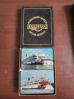 Vintage Playing Cards Delta Queen Mississippi Queen 2 Sealed Boxed Decks NOS • $14.95