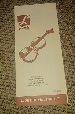 1982 LEWIS CATALOG PRICE LIST Book VIOLIN VIOLA CELLO BASS Bow Case ACCESSORIES  • $24.99