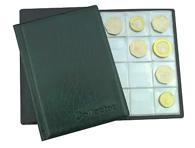Collector Pocket Coin Album For 96 COINS GOOD 50p £1 £2 FOLDER BOOK Green • £6.49