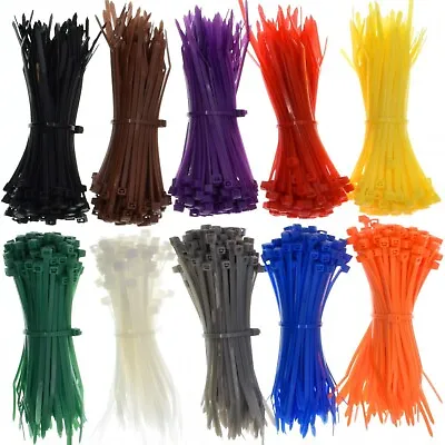 Black White Coloured Cable Ties 100mm Long Small Mini Plastic Nylon Zip Wraps 4  • £2.98