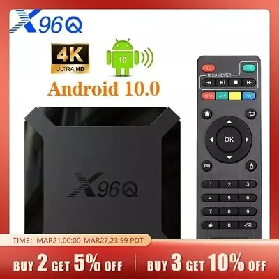 X96Q Mini Android 10.0 TV Box 1+8GB2+16GB 4K 2.4G Wifi HDMI 2024 Set Top Box UK • £18.98