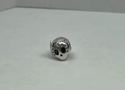 Pandora Sterling Silver Sparkling Skull Charm (797866CZ) *Pre-Owned* Free Ship • £27.01