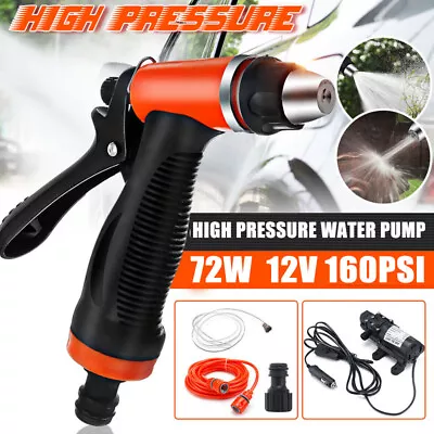 Portable 72W 12V Car High Pressure Washer Water Pump Kit Jet Wash Cleaner Hose • £15.19