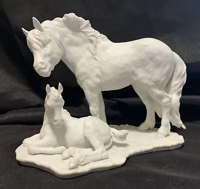 Kaiser W Germany Porcelain Mare And Foal Shetland Pony Figurine White Bisque • $230