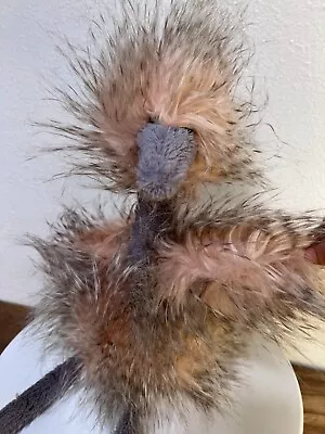 Jellycat Odette Ostrich Plush Stuffed Animal 20  Fuzzy Feathers Pink Gray F0224 • $32