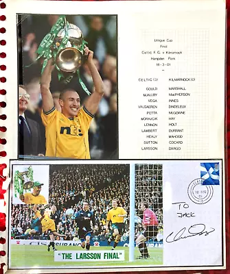 Football Celtic Henrik Larrson Final 2001 League Cup Signed Cover Display P21 • £4.99