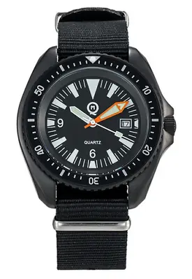 Royal Navy / SBS Military Divers Watch Black Pvd Finish (orange Hand Version) • £149.95