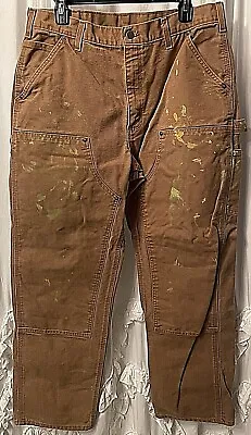 Vtg Carhartt B136 BRN Double Knee Pants Distressed Painter Fits 34x31 Grunge • $69.99