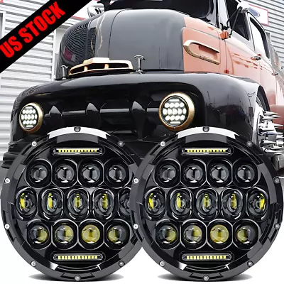 For Ford Deluxe 1939-1951 Halo 7  Inch Round LED Headlights DRL Angel Eyes Pair • $50.88