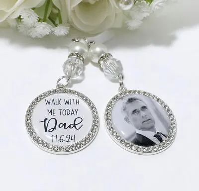 Dad Bouquet Memory Charm Wedding Photo Charm Memory Charm For Bride - With Beads • £19.95