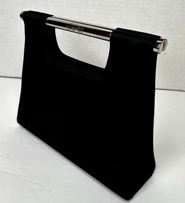 CHANEL Rare Vtg Top Handle Black Satin  Handbag PURSE Clutch Gorgeous Cond. 2005 • $1999