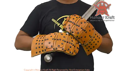 Medieval Viking Leather Gauntlet Mitten Combat Armour Gloves For HEMA & Combat • $88.99