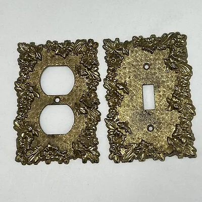 Vintage Metal Outlet Switch Plates Covers M.C. Co. Raised  Floral  #s 3107 3108 • $24.99
