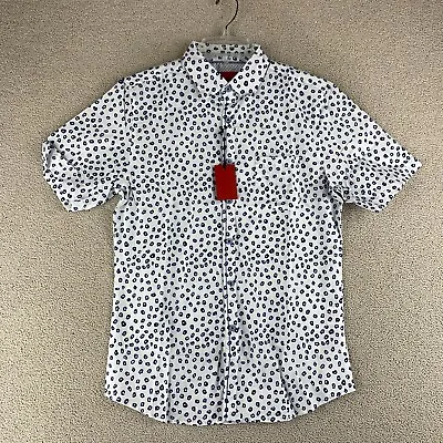 NWT Project Red Button Up Shirt Men's Medium Short Sleeve White Leopard Cotton • $11.37