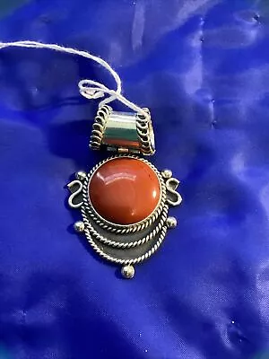 Vintage Bohemian Sterling Silver Agate Pendant • $65