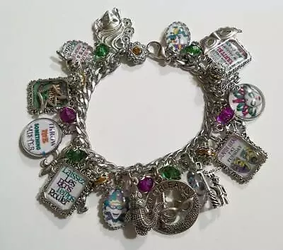 Mardi Gras New Orleans Charm Bracelet Hand Crafted Glass Dome • $33.99
