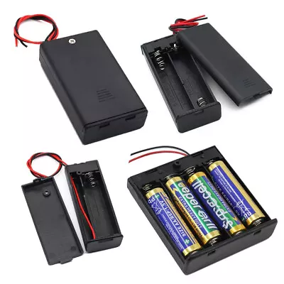 1/2/3/4 Slots AA Battery Case Storage Box With On/Off Switch Wire Leads 1.5V-6V • £3.35