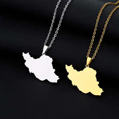 Iran Solid Map Necklace Chain Pendant • $24.99