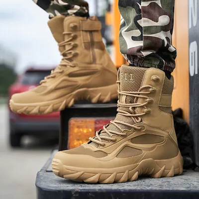 Men's Hiking Boots Ankle Military Tactical Army Combat Boot Shoes Slip Resistant • $38.38