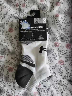 3 Pairs Of Under Armour Ankle Socks (No Show) In White And Grey Size 4to 7.5 • £1.20