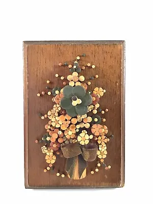 Vintage 1977 Pol-O-Craft Hippie Nail Art Flower Wall Plaque • $29