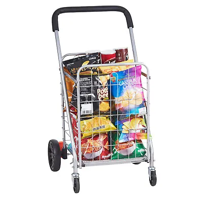 VEVOR 110 Lbs Folding Shopping Cart Utility Trolley Laundry Grocery Basket Cart • $39.99