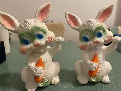 Pair Of Dapol￼ Easter Blow Mold Rabbits Bunnies 10 Inch Plastic • $39.99