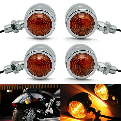4X Motorcycle Chrome Blinker Mini Bullet Turn Signal Light Indicator For Harley • $17.81
