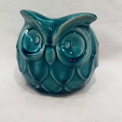 Ceramic Owl Teal Green Planter • $12.99