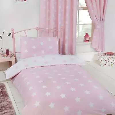 Pink & White Stars Junior Duvet Cover Set Toddler Childrens Nursery • £13.49