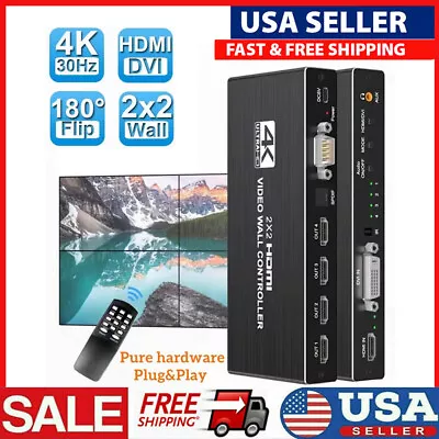4K 2x2 HDMI DVI Video Wall Controller Processor 1x2/1x3/1x4 Multi Screen Splicer • $39.48