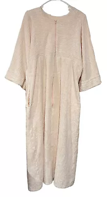 Rare VTG Stan Herman Womens Long Chenille Robe Small Half Zip Pink White Stripes • $29.88