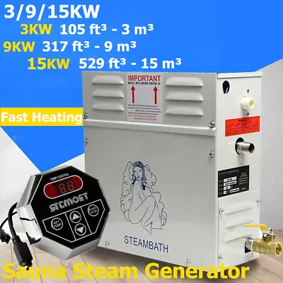 3/9/12KW Sauna Steam Shower Generator Steam Shower W/Control Panel 220-380v • $368
