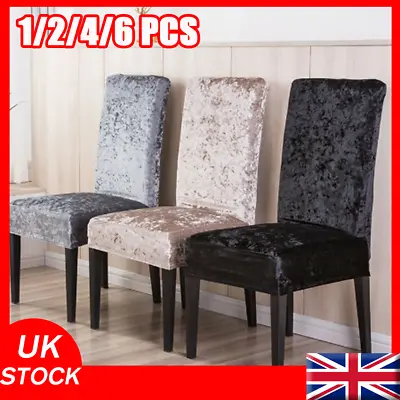 Crushed Velvet Dining Chair Covers Stretchable Protective Slipcover Home Decor N • £5.65