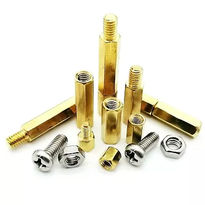 10pc M2M2.5M3M4 Solid Brass Copper Hex Standoff Hexagon Spacer Screw Nut For PCB • £1.19