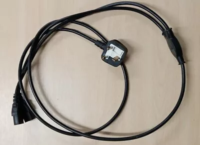 £6.49 • Buy 2m UK Mains Power Y Splitter Cable To 2 X C13 IEC Kettle Lead PC Monitor Server