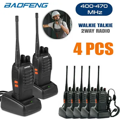 4X Baofeng BF-888S Walkie Talkie 2 Way Radio Long Range HF 400-470MHZ + Earphone • £51.99