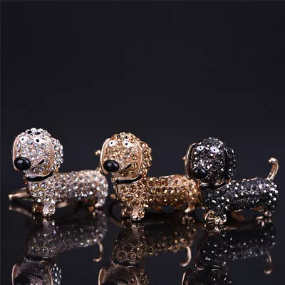 Bling Crystal Dog Dachshund Keychain Purse Pendant Car Holder Key Ring P^dm.t2 • $3.14