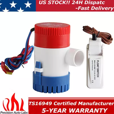 1100GPH 12V Electric Marine Submersible Bilge Sump Water Pump With Float Switch • $32.89