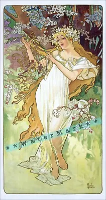 The Seasons Spring 1896 Mucha Vintage Poster Print Retro Style Art Nouveau Lady • $27.45