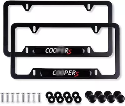 2X Car Stainless Steel Metal Coopers License Plate Frame For Mini Matte Black • $37.88