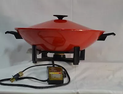 Vintage West Bend Electric Wok Red Made In USA Model 5109 With Cord Tested • $19.99