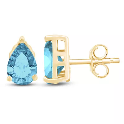 2ct Solitaire Stud Earrings Pear Cut Simulated Birthstone 14K Yellow Gold Plated • $26.99