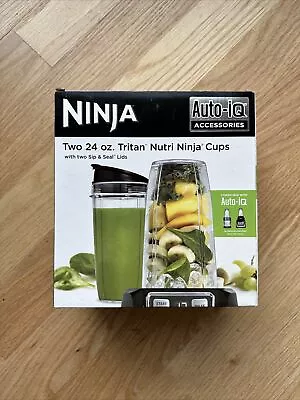 Ninja Auto-iQ Accessories Two 24 Oz Tritan Nutri Ninja Cups W/ 2 Sip & Seal Lids • $5.60