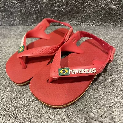 Havaianas Baby Flip Flops Red Infant Size 4  🇧🇷 • £4