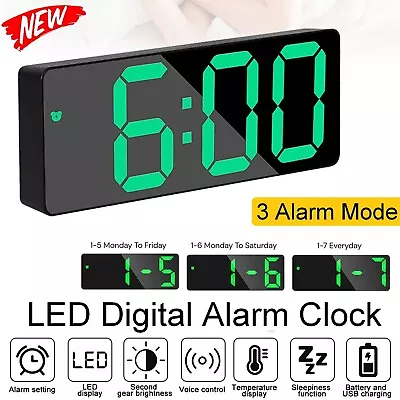 LED Digital Clock Mirror Display Snooze Alarm Temperature Time Table Desk Decor • $21.99