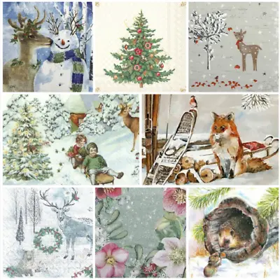 Decoupage Winter Christmas Napkins X4 Deer Hedgehog Fox Snowman Mix Packs Avail  • £2.99