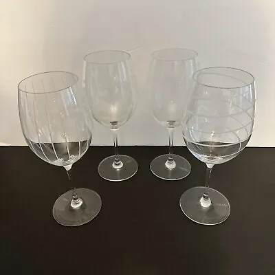 SET OF 4 MIKASA CLEAR CRYSTAL CHEERS BALLOON WINE GLASSES 9 1/8  Etched • $40